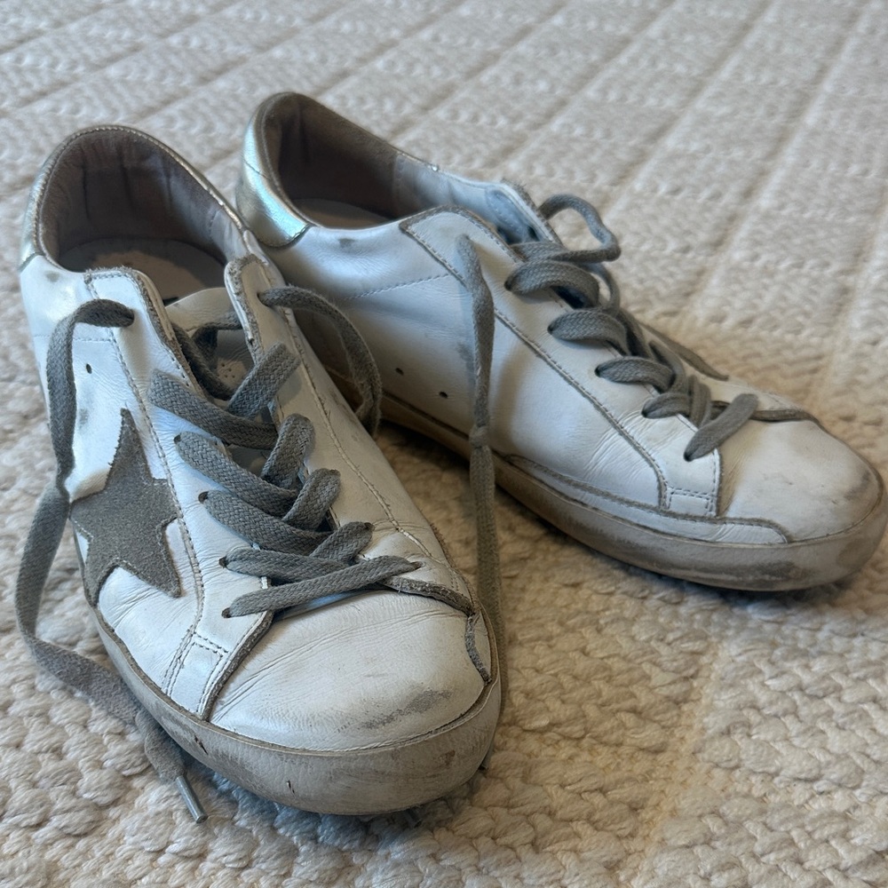 Golden Goose- Super- Star Mixed Leather Sneakers- Size 37